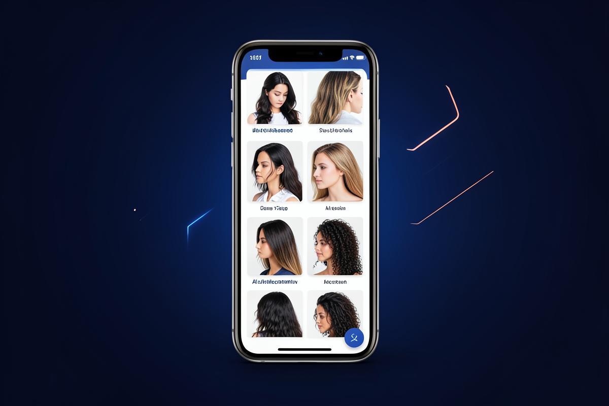 AI hairstyle visualization mobile product concept